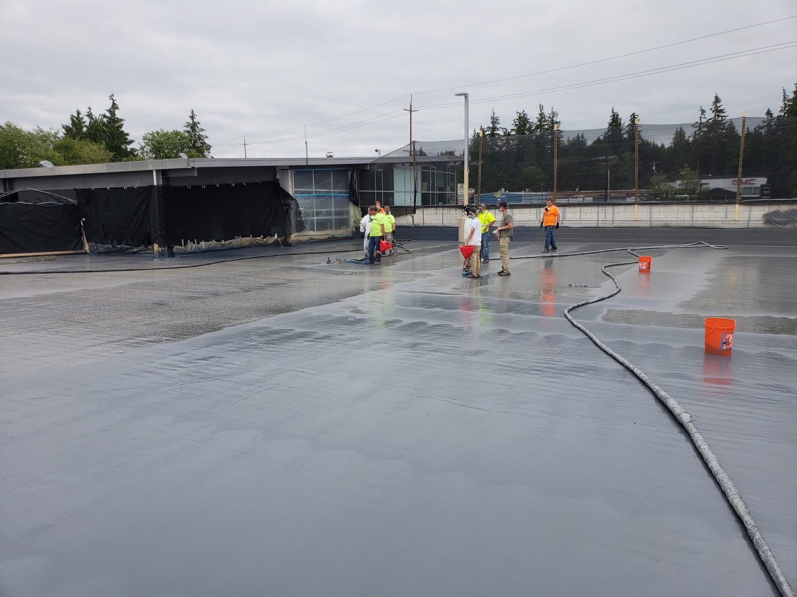 Steel panel roof restored with elastomeric coating